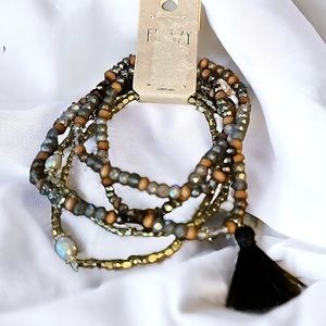 Frenzy glass bead stretch tassel bracelets